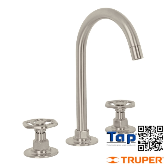 Imagen de MEZCLADORA P LAVABO,TALADROS SEPARADOS,REDONDOS,SATIN,TUBIG