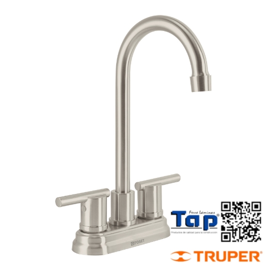 Imagen de MEZCLADORA SATIN 100 4" P LAVABO CUELLO T BAR FOSET