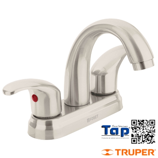 Imagen de MEZCLADORA SATIN 100 4" P LAVABO NARIZ CURVA PALANCA FOSET