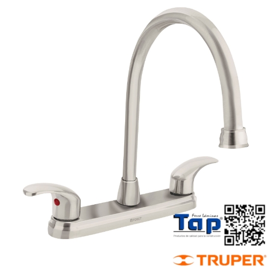 Imagen de MEZCLADORA SATIN 200 8" P LAVABO CUELLO LARGO PALANCA,FOSET