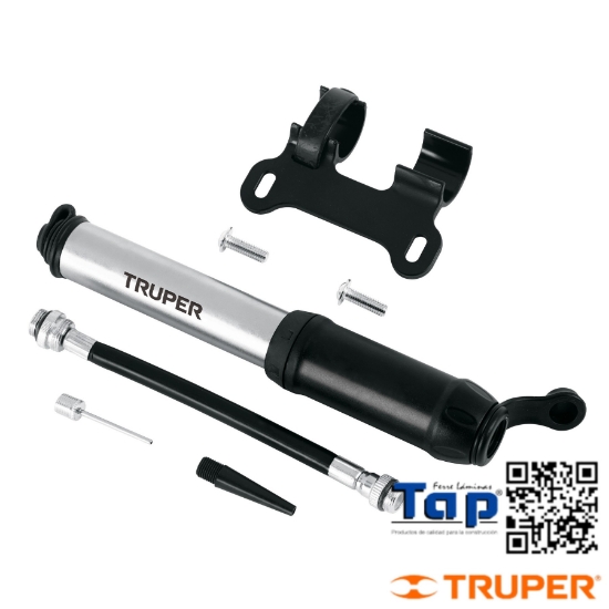 Imagen de BOMBA MANUAL P BICICLETA ABATIBLE 75 PSI TRUPER MINI