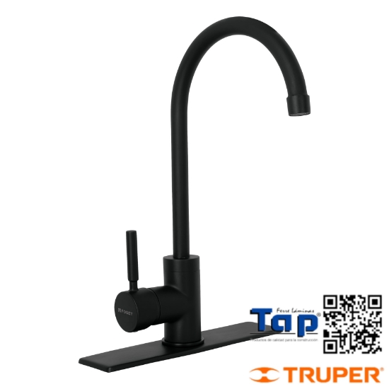Imagen de MONOMANDO P FREGADERO CUELLO ALTO NEGRO MATE TUBIG