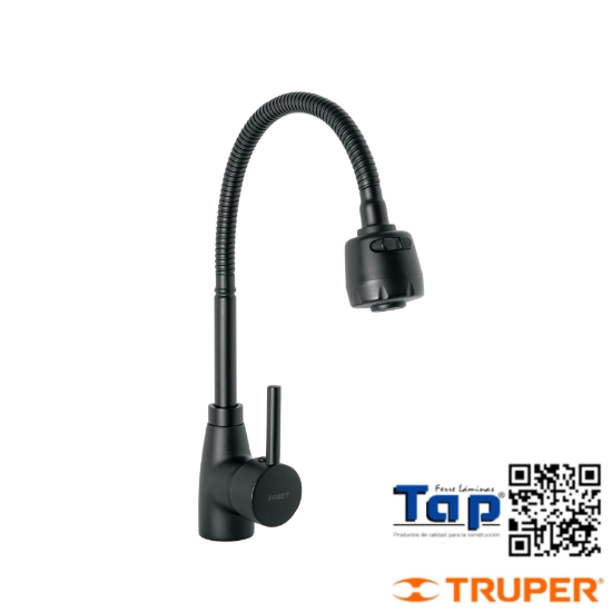 Imagen de MONOMANDO P FREGADERO CUELLO FLEXIBLE NEGRO TUBIG