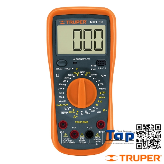 Imagen de MULTIMETRO DIGITAL PROF C RMS VERDADERO TRUPER