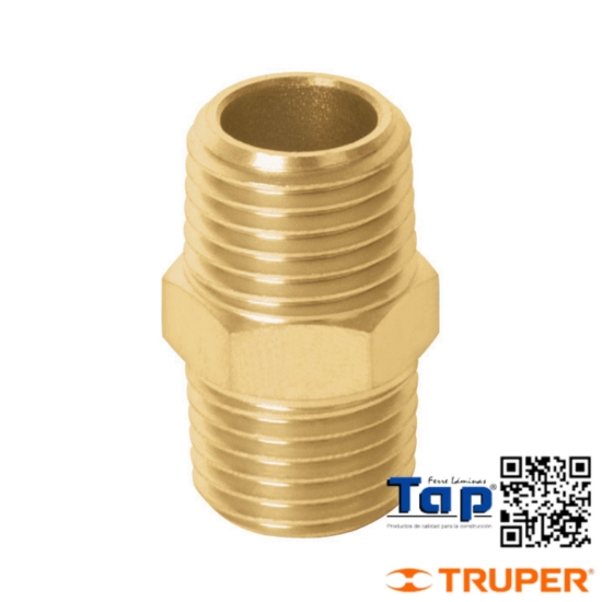 Imagen de NIPLE LATON T FF CUERDA 006 1/4" NPT TRUPER