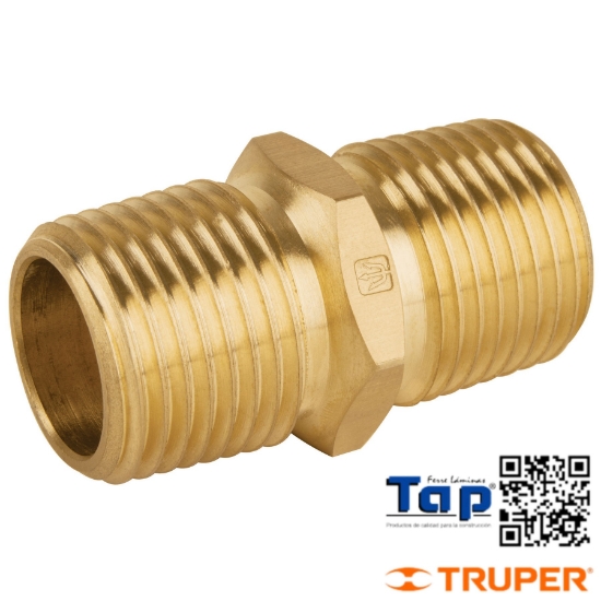 Imagen de NIPLE UNION NPT LATON 013 1/2" C TUERCA HEX FOSET