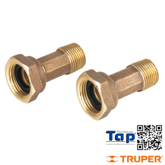 Imagen de NIPLES C TUERCAS 013 1/2"X019 3/4" P MEDIDOR AGUA JGO 2