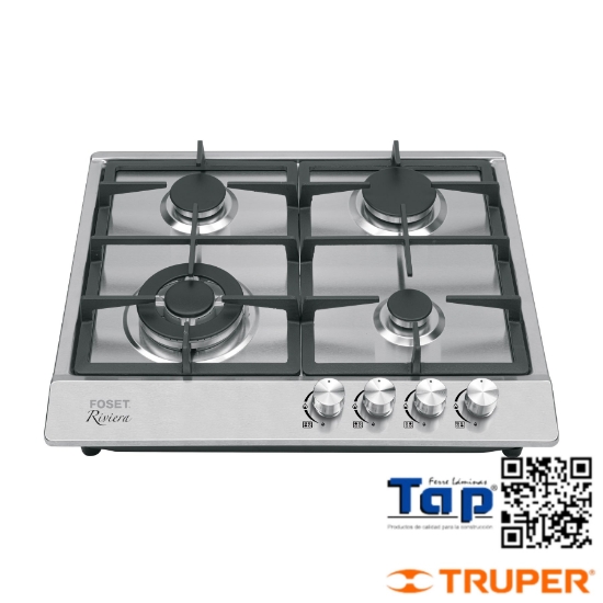 Imagen de PARRILLA GAS EMPOTRABLE 4 QUEMADORES ACERO INOX FOSET