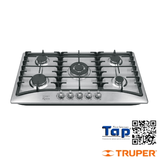 Imagen de PARRILLA GAS EMPOTRABLE 5 QUEMADORES ACERO INOX FOSET