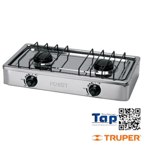 Imagen de PARRILLA GAS SOBREPONER 2 QUEMADORES INOX FOSET
