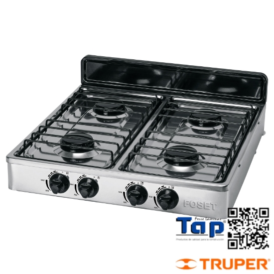Imagen de PARRILLA GAS SOBREPONER 4 QUEMADORES INOX FOSET