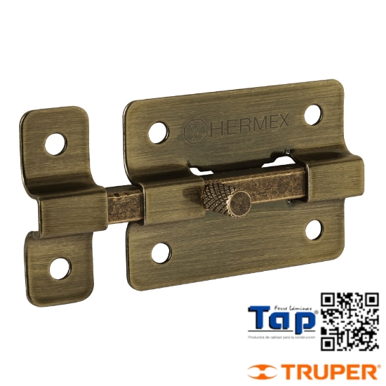 Imagen de PASADOR BARRA PLANA 050 2" LATON ANTIGUO HERMEX
