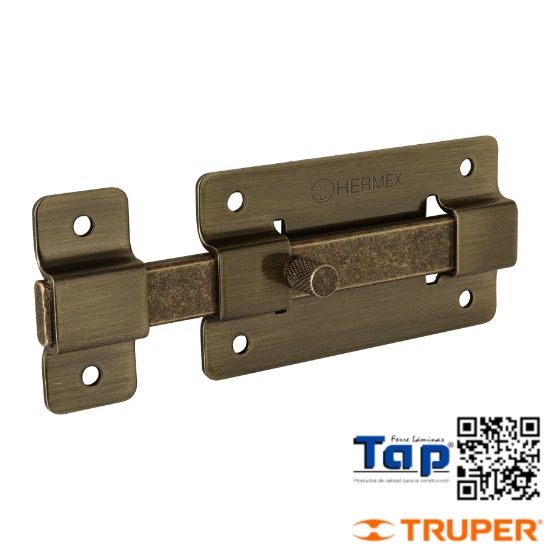 Imagen de PASADOR BARRA PLANA 100 4" LATON ANTIGUO HERMEX