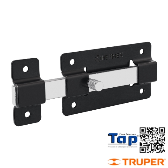 Imagen de PASADOR BARRA PLANA 100 4" NEGRO HERMEX