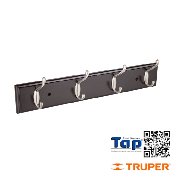 Imagen de PERCHERO NEGRO P PARED C 4 GANCHOS SATINADOS HERMEX