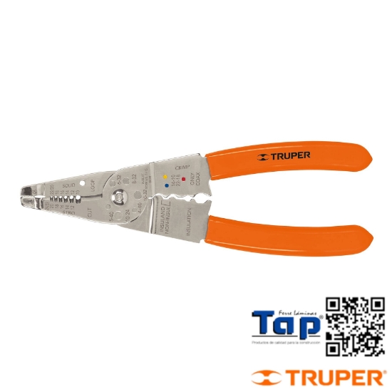 Imagen de PINZA 200 8" PELA CABLES 24 A 12 AWG TRUPER