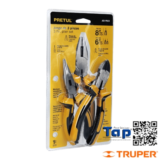 Imagen de PINZA 3 MANGO COMFORTGRIP PRETUL JGO 3