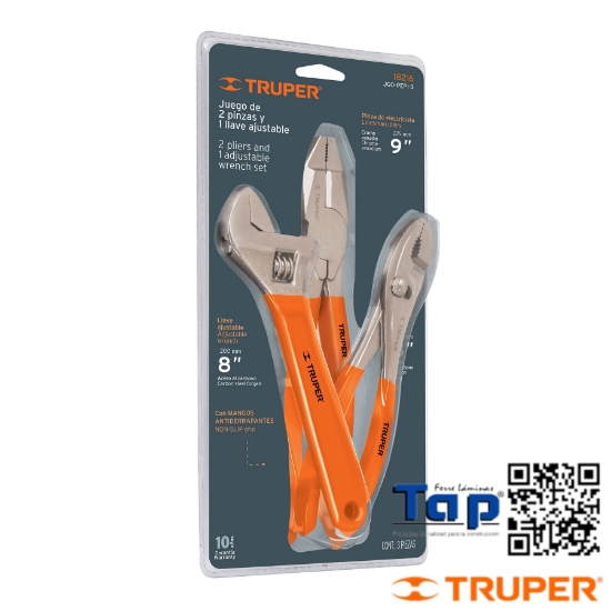 Imagen de PINZA Y 1 LLAVE AJUST MANGO PVC TRUPER JGO 2