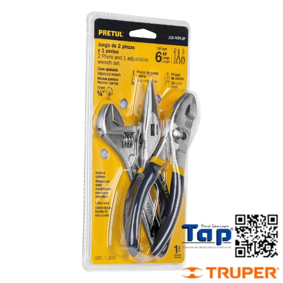 Imagen de PINZA Y 1 LLAVE AJUST MANGO VINIL PRETUL JGO 2
