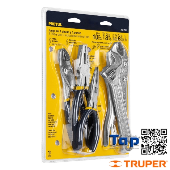 Imagen de PINZA Y 1 LLAVE AJUST MANGO VINIL PRETUL JGO 4