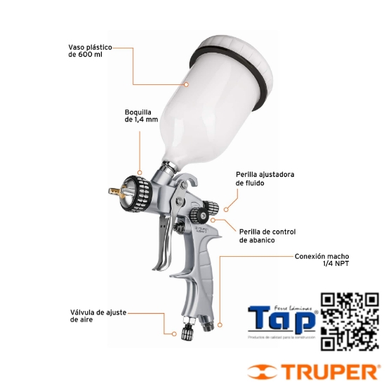 Imagen de PISTOLA P PTAR GRAVEDAD HVLP VASO PCO 1.4 MM EXPERT