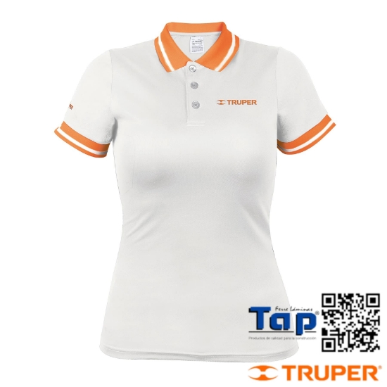 Imagen de PLAYERA T POLO DRY FIT BLANCA P DAMA TALLA  M TRUPER