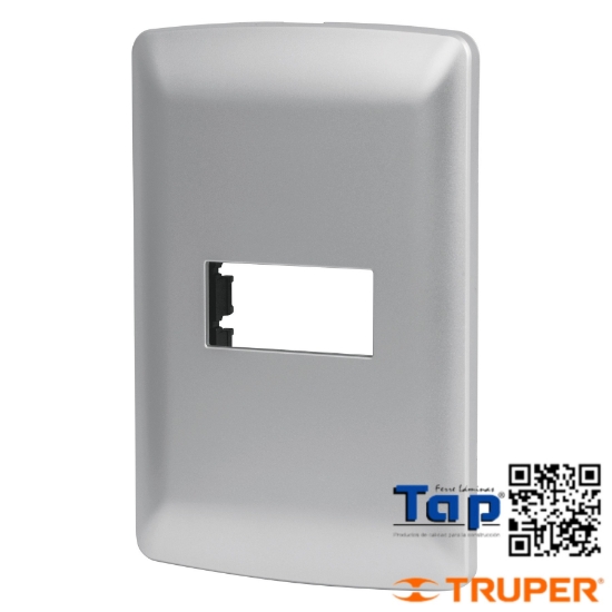 Imagen de PLACA 1 MOD ABS LINEA ITALIANA COLOR PLATA VOLTECK