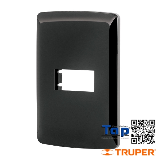 Imagen de PLACA 1 MOD ITALIANA COLOR NEGRO VOLTECK