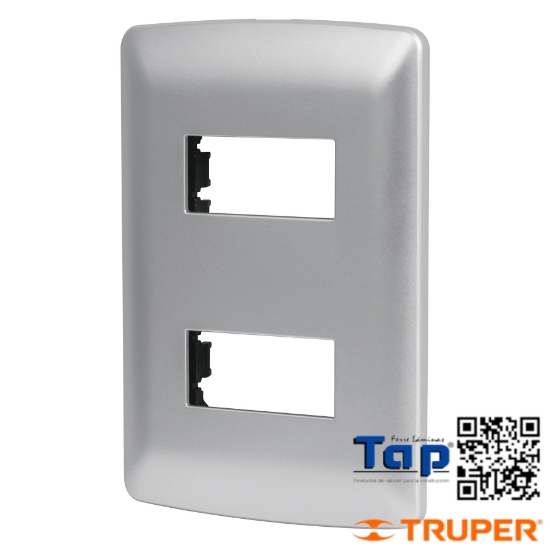 Imagen de PLACA 2 MOD ABS LINEA ITALIANA COLOR PLATA VOLTECK