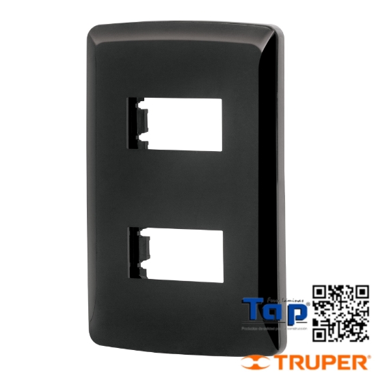 Imagen de PLACA 2 MODULOS ITALIANA COLOR NEGRO VOLTECK