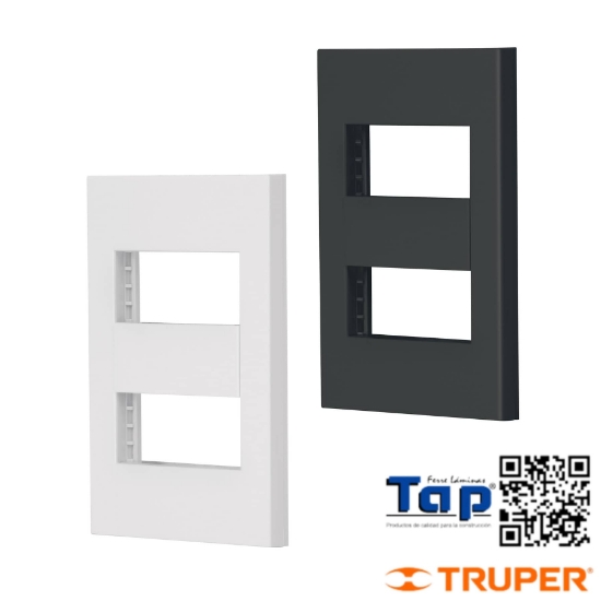 Imagen de PLACA 2 VENTANAS 1 MOD LINEA ESPAÑOLA COLOR BLANCO