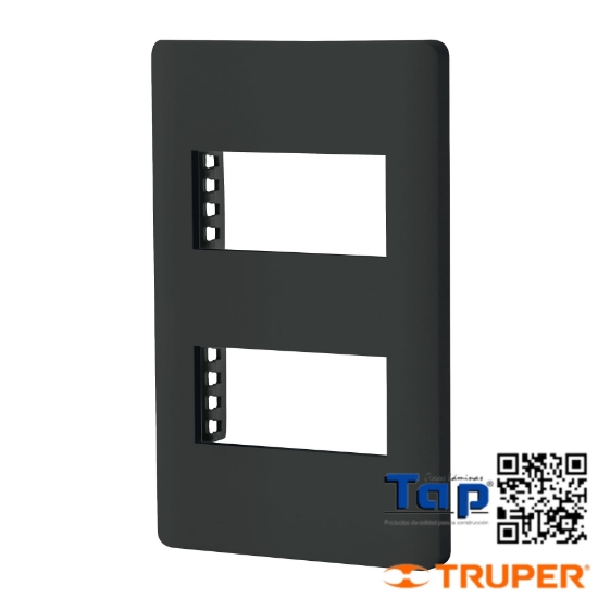 Imagen de PLACA 2 VENTANAS 1 MOD LINEA LISBOA VOLTECK NEGRA