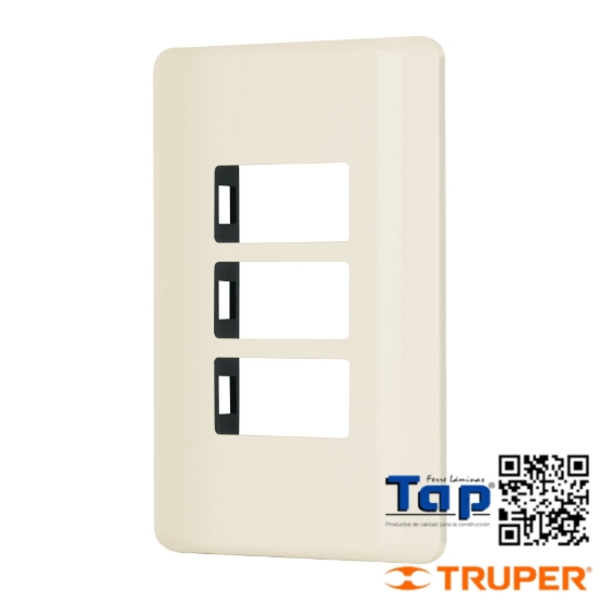 Imagen de PLACA 3 MOD MARFIL LINEA VOLTECK BASIC
