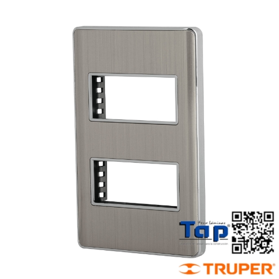 Imagen de PLACA ACERO INOX C 2 VENTANAS 1 MOD LINEA LISBOA