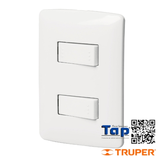 Imagen de PLACA ARMADA 1 INTERRUPTOR 1 ESCALERA BLANCO LINEA ITALIANA