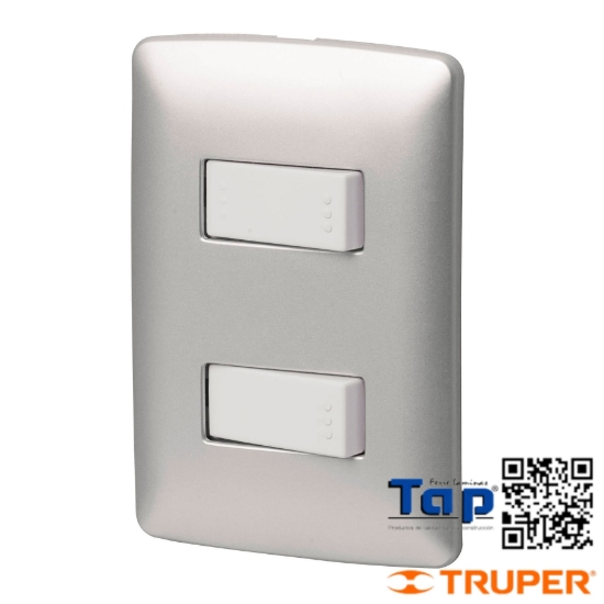 Imagen de PLACA ARMADA 1 INTERRUPTOR 1 ESCALERA PLATA LINEA ITALIANA