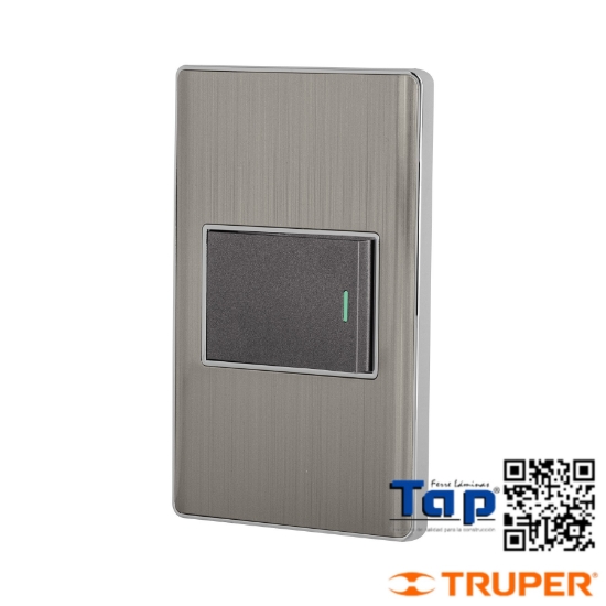 Imagen de PLACA ARMADA 1 INTERRUPTOR 1.5 MOD LISBOA ACERO INOX