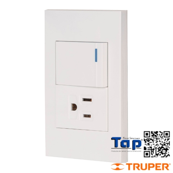 Imagen de PLACA ARMADA 1 INTERRUPTOR 1CONTACTO,1.5MOD ESPAÑOLA BLANCO