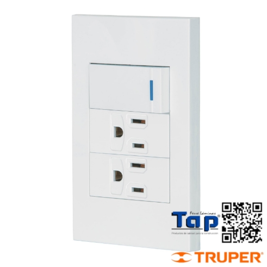 Imagen de PLACA ARMADA 1 INTERRUPTOR 2 CONTACTOS,1MOD ESPAÑOLA BLANCO