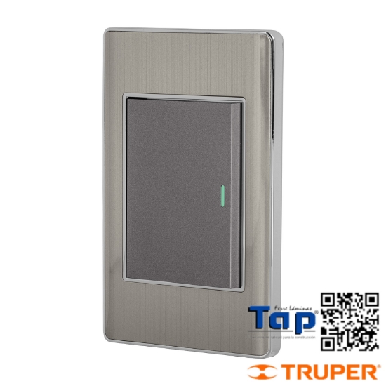 Imagen de PLACA ARMADA 1 INTERRUPTOR 3 MOD LISBOA ACERO INOX