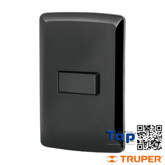 Imagen de PLACA ARMADA 1 INTERRUPTOR ESCALERA NEGRO LINEA ITALIANA