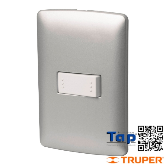 Imagen de PLACA ARMADA 1 INTERRUPTOR ESCALERA PLATA LINEA ITALIANA