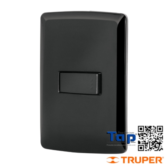 Imagen de PLACA ARMADA 1 INTERRUPTOR SENCILLO NEGRO LINEA ITALIANA