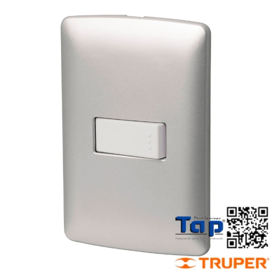 Imagen de PLACA ARMADA 1 INTERRUPTOR SENCILLO PLATA LINEA ITALIANA