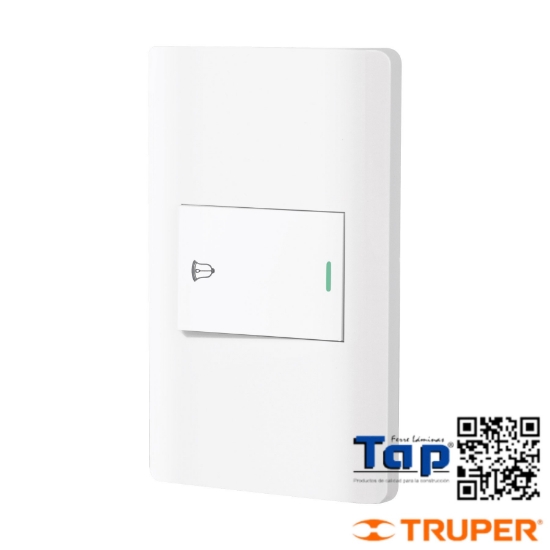 Imagen de PLACA ARMADA 1 INTERRUPTOR TIMBRE 1.5 MOD LISBOA BLANCA