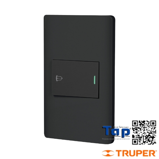 Imagen de PLACA ARMADA 1 INTERRUPTOR TIMBRE 1.5 MOD LISBOA NEGRA