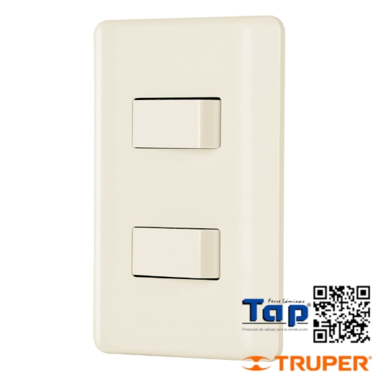 Imagen de PLACA ARMADA 1 INTERRUPTOR Y 1 ESCALERA MARFIL BASIC