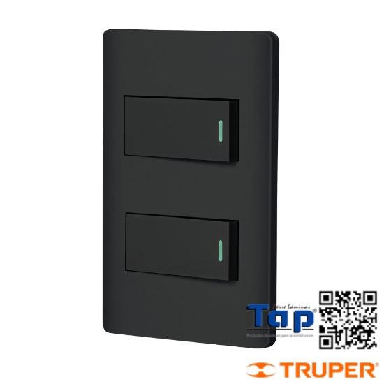 Imagen de PLACA ARMADA 1 INTERRUPTOR Y 1 3 VIAS 1 MOD LISBOA NEGRA