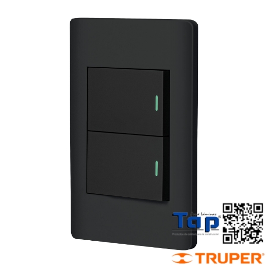 Imagen de PLACA ARMADA 1 INTERRUPTOR Y 1 3VIAS 1.5MOD LISBOA NEGRA