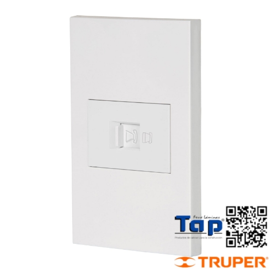 Imagen de PLACA ARMADA 1 TOMA P TELEFONO 1.5 MOD ESPAÑOLA BLANCO